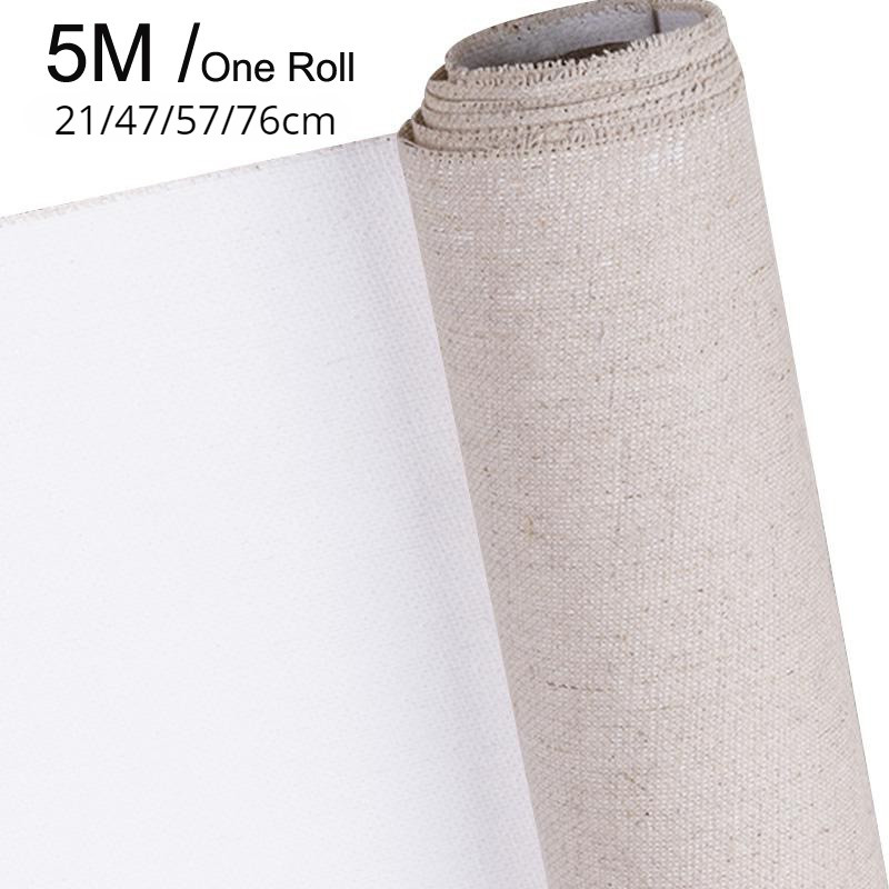 

Professional blank canvas for painting Layer Acrylic oil painting canvas Linen Blend Primed art supplies for artist 5M One Roll