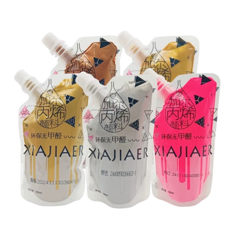 

100ml/300mlxiajiaer bag acrylic pigment Gold silver acrylic metal pigment handicraft sculpture pearlescent