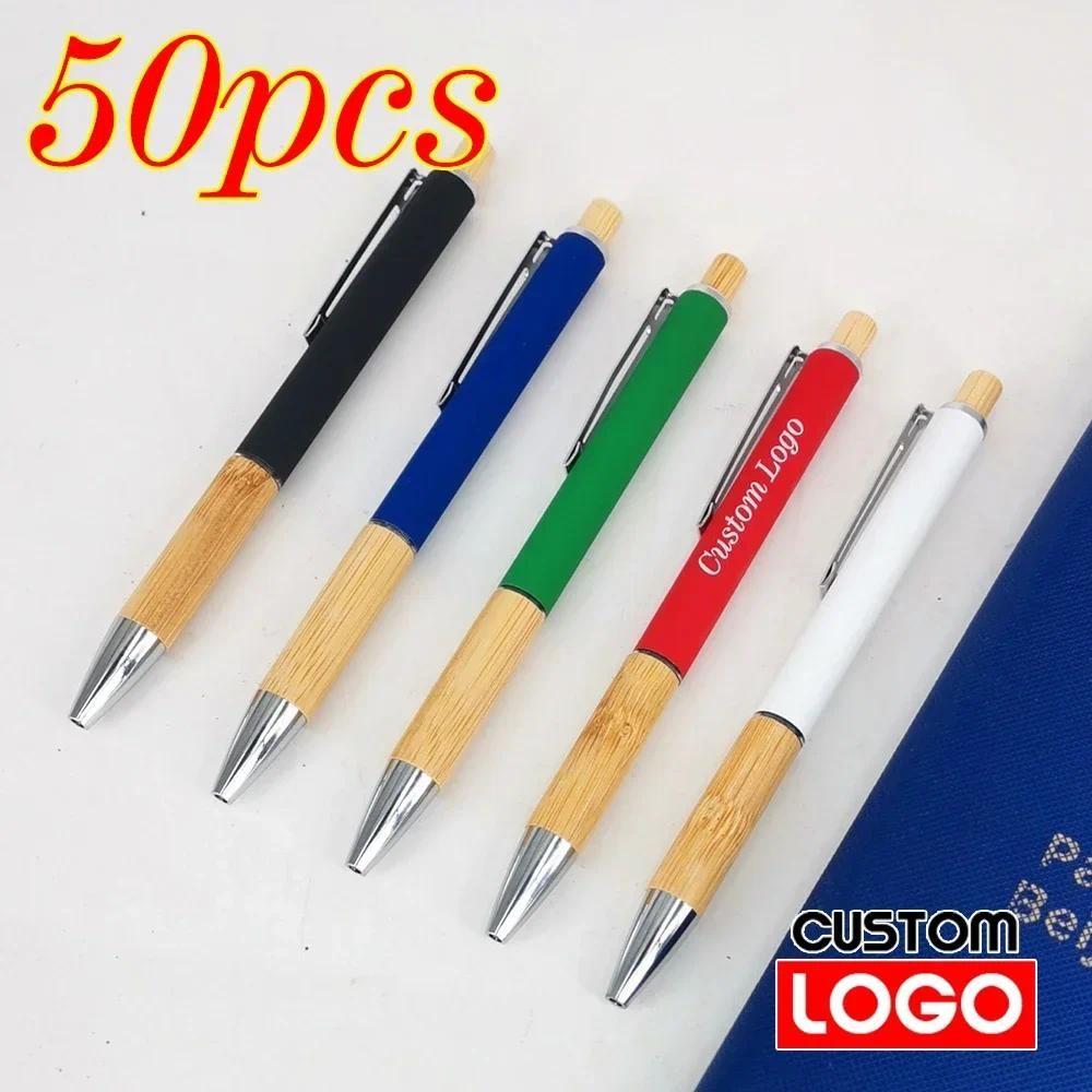 

50pcs Metal Gift Advertising Pen Custom LOGO Student Stationery Office Ballpoint Pen Lettering Name tional Pen Whole