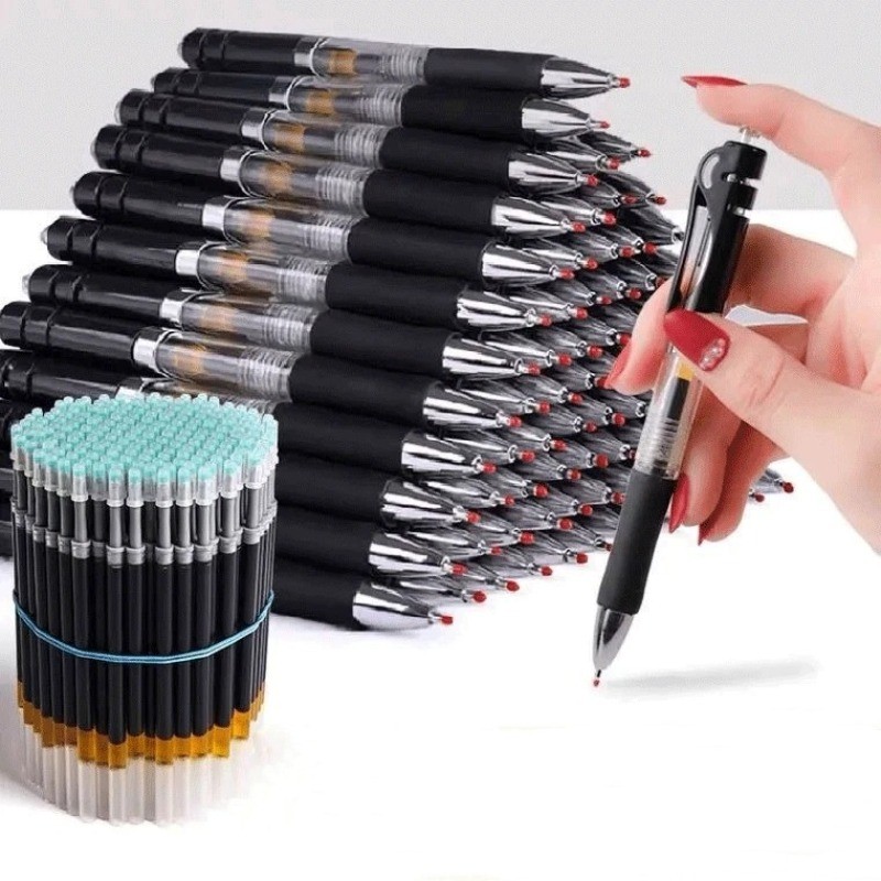 

23pcs Retractable Ballpoint Pen Large Capacity 0.5mm Ballpoint Pen Black/Red/Blue Replaceable Refill Stationery School Supplies