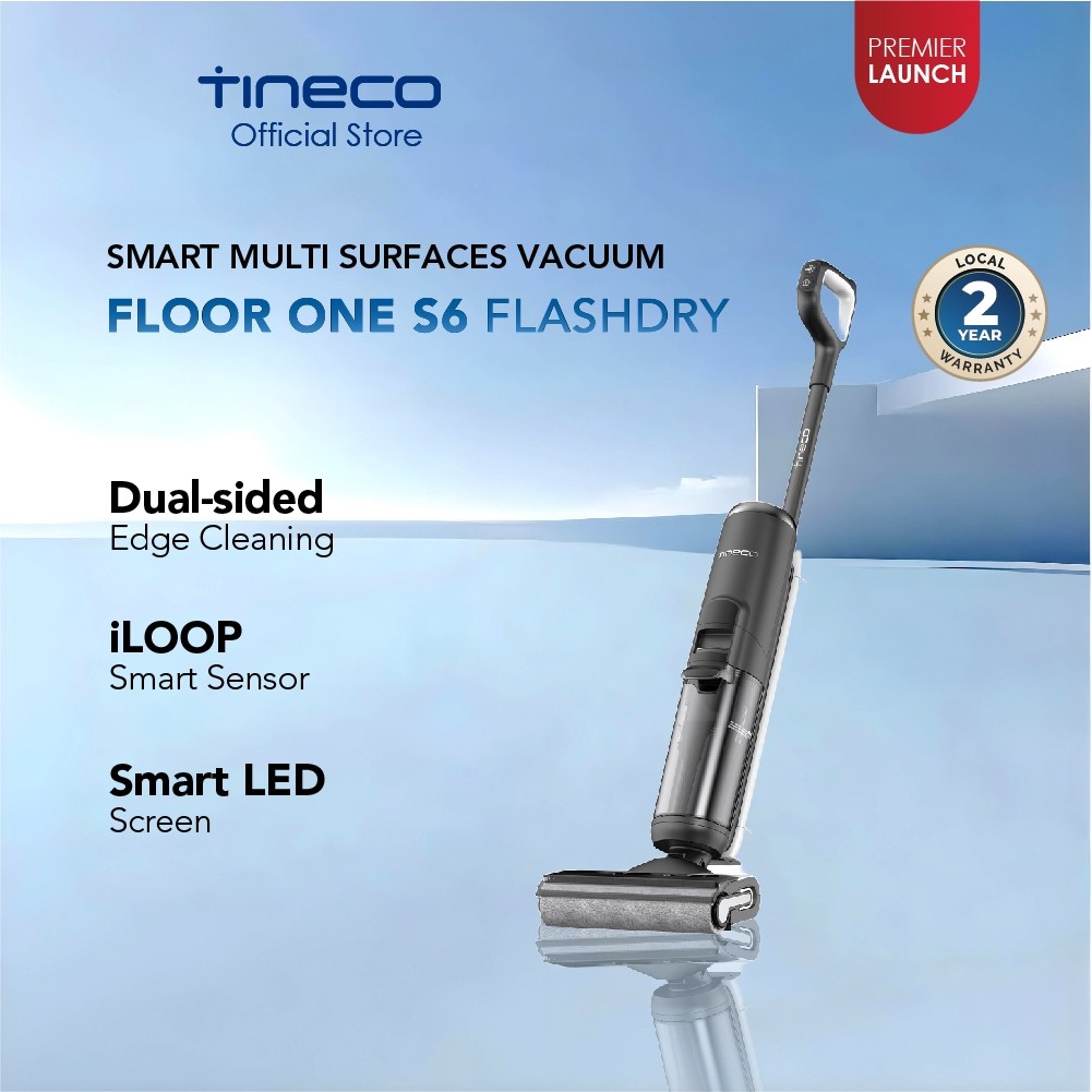 Tineco Floor One S6 FlashDry Self-Cleaning Smart Wet Dry Stick Vacuum Cleaner and Floor Washer