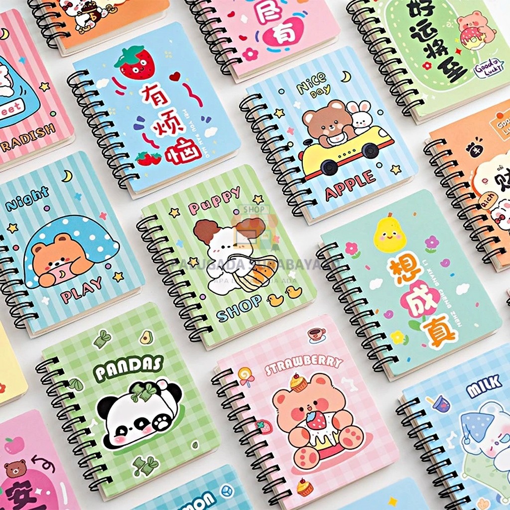

⭐ PGS ⭐️ Buku Catatan Notebook Mini 80 Lembar Ring A7 Motif Kartun Alat Tulis Sekolah Anak