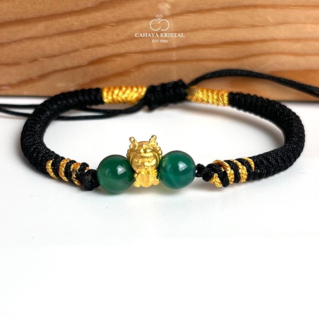 Gelang Tali Emas Charm Shio Naga Dragon Emas 24K HK Hongkong 999%- Gold Charm Bracelet