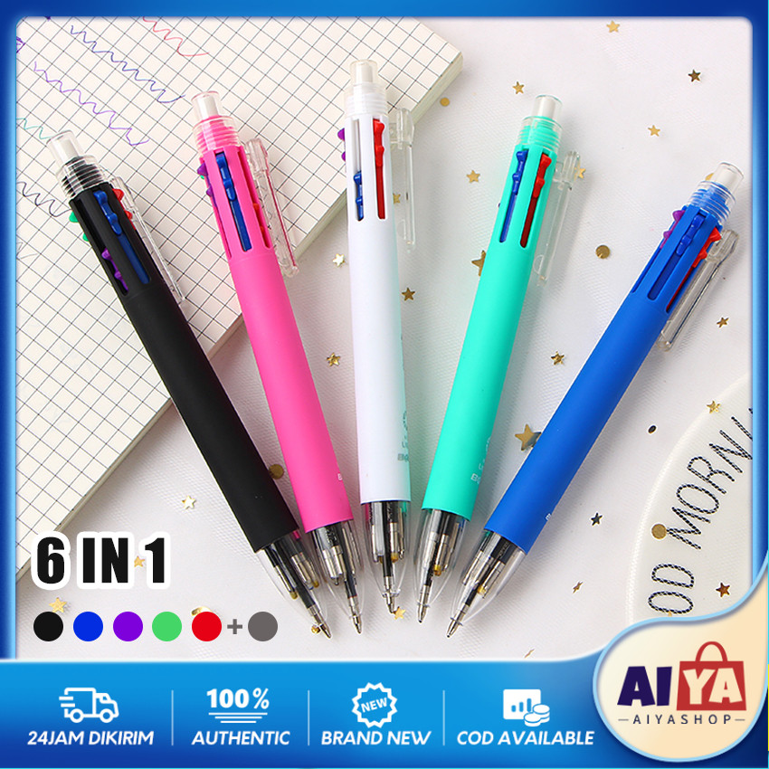 

Pulpen 6 Warna Pena Ballpont Pen Six-In-One Color / 6 In 1 Ballpen Pulpe Balpoint Bolpoin 5 + 1 Pensil (Isi Ulang Pena Ballpoint)