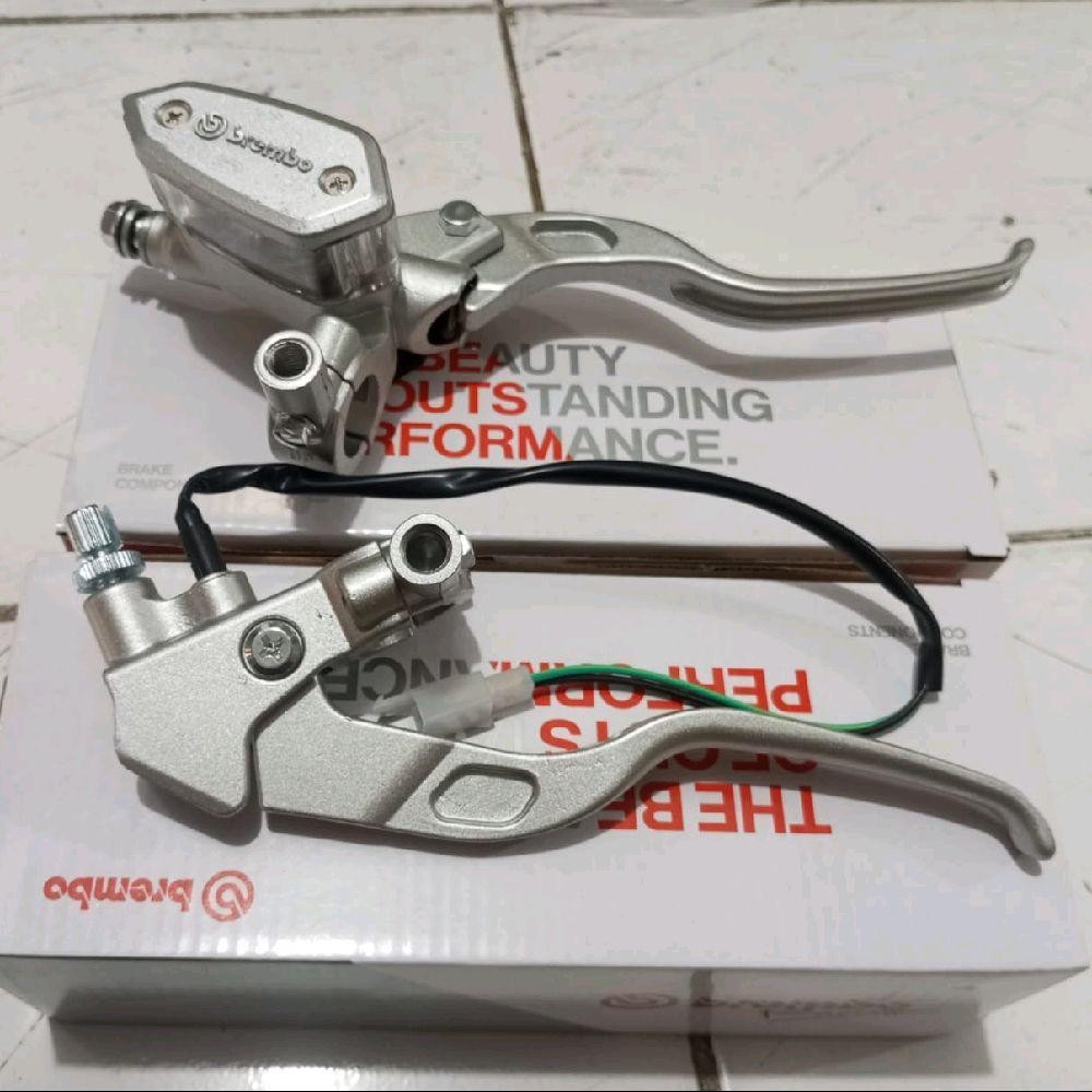 NEW MASTER REM BREMBO OVAL SILVER & KOTAK SILVER 1SET KANAN KIRI KOPLING UNIVERSAL MATIC DAN BEBEK P