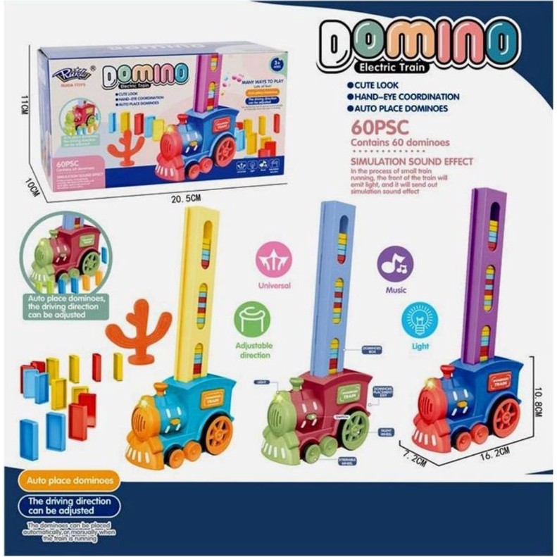 ZARISHOP.ID Mainan Domino Train / Kereta Domini Balok 60 pcs