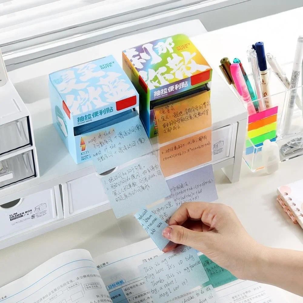 

126Sheets/Roll Color Matte Sticky Notes Pads Stationery Paper Stickers Posted It Memo Notepad Notebook Message Pull-out Sticker