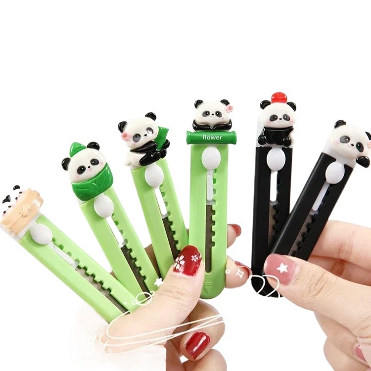 

Cute Cartoon Panda Art Utility Knife Portable Kawaii Mini Pocket Art Utility Knife Express Box Knife Paper Cutter Stationery