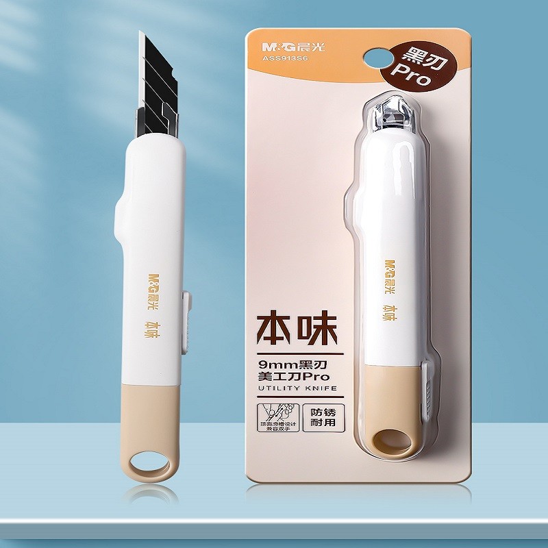 

White Mini Utility Knife 30 degree Retractable Stainless Steel Blades Small Box Cutter 9mm Unpacking express packages Manual DIY