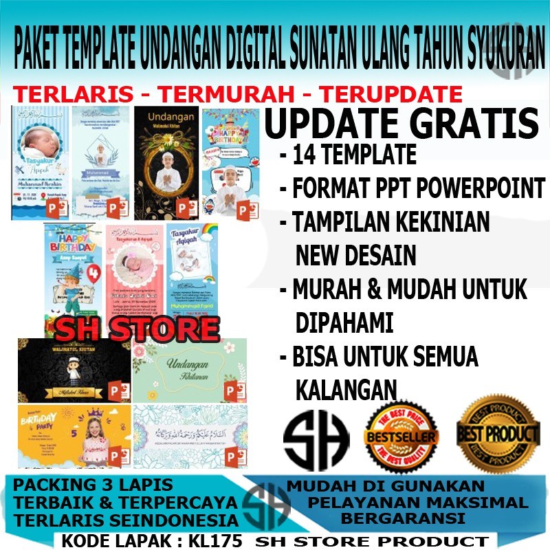 Paket Template Desain Model Terbaru Undangan Digital Ulang Tahun Sunatan Khitanan Syukuran Selametan