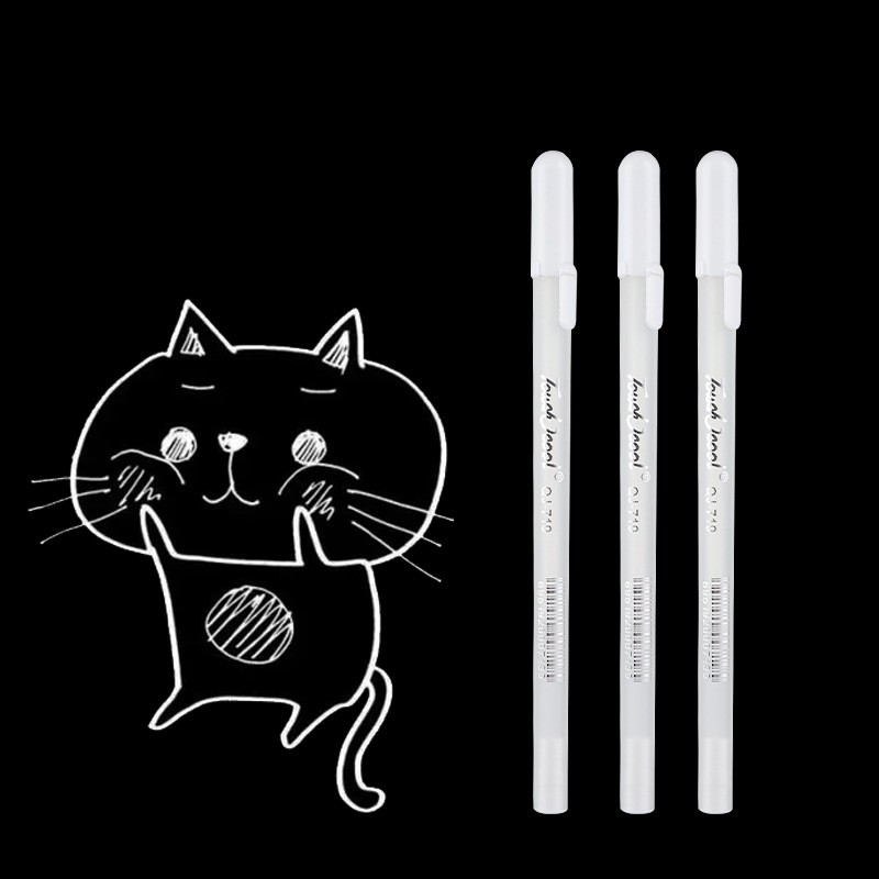 

50 Pcs White Gel Pen Highlighter Pen 0.8mm Sketching Markers Black Card Hand Drawn Highlighter Kids Gift Drawing Tools
