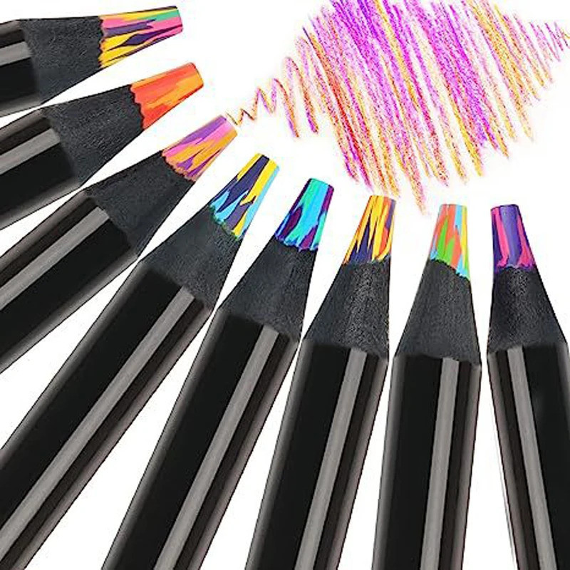 

【Barang spot】10pcs Pensil Pelangi Pensil Berwarna untuk Anak & Dewasa 7 Warna Pulpen Multicolor untuk Perlengkapan Seni Menggambar Mewarnai Sketsa