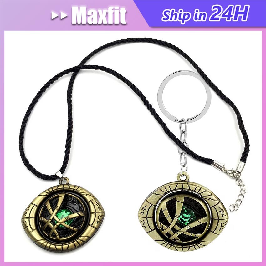 Necklace Kalung Doctor Dr Stephen Strange Time Stone Eye Of Agamotto Cosplay Avengers Eye Green Neck