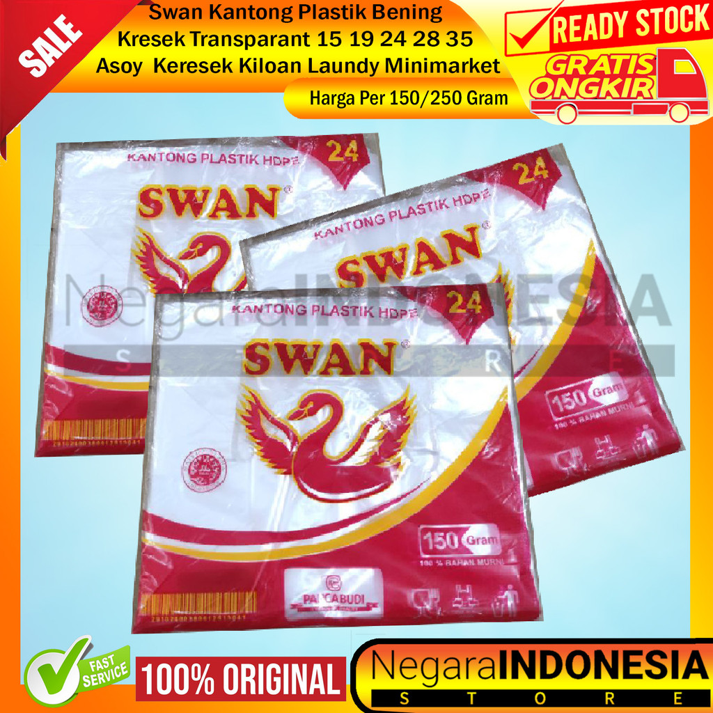 Swan Kantong Kresek Bening Pelastik Asoy Transparan 15 19 24 28 35 Transparant Plastik Kiloan 150 25
