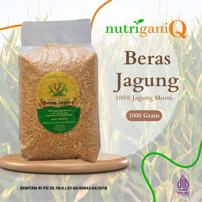 

qrue_mart- [Best Quality] Beras Jagung Organik NutriganiQ Kemasan Vacuum Kualitas Premium Jagung Murni Tanpa Bahan Pengawet/Bahan Kimia | Beras Diet | Beras Anti Diabetes - 1 kg