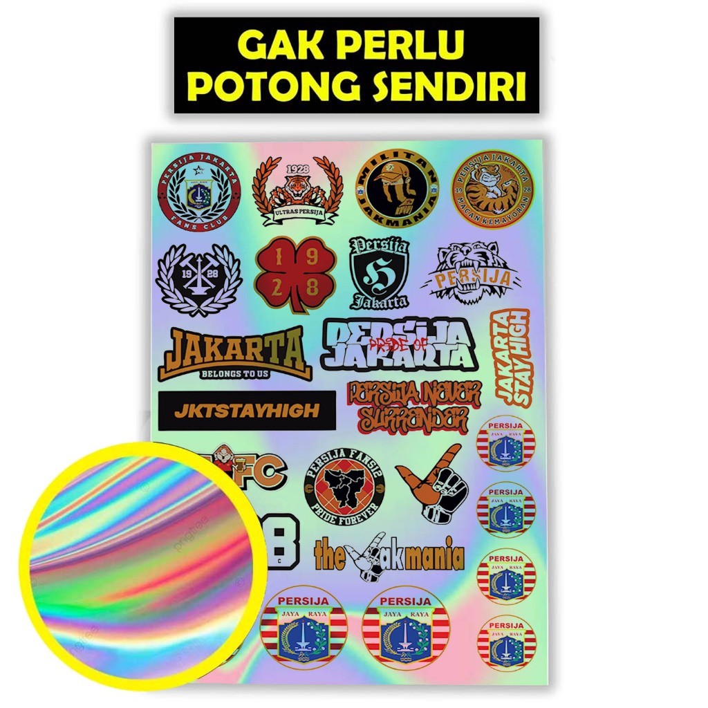 

Sticker Hologram Persija Jakarta, The Jack Mania, Casuals Ultras Curvanord Tiger Bois, Anti Air