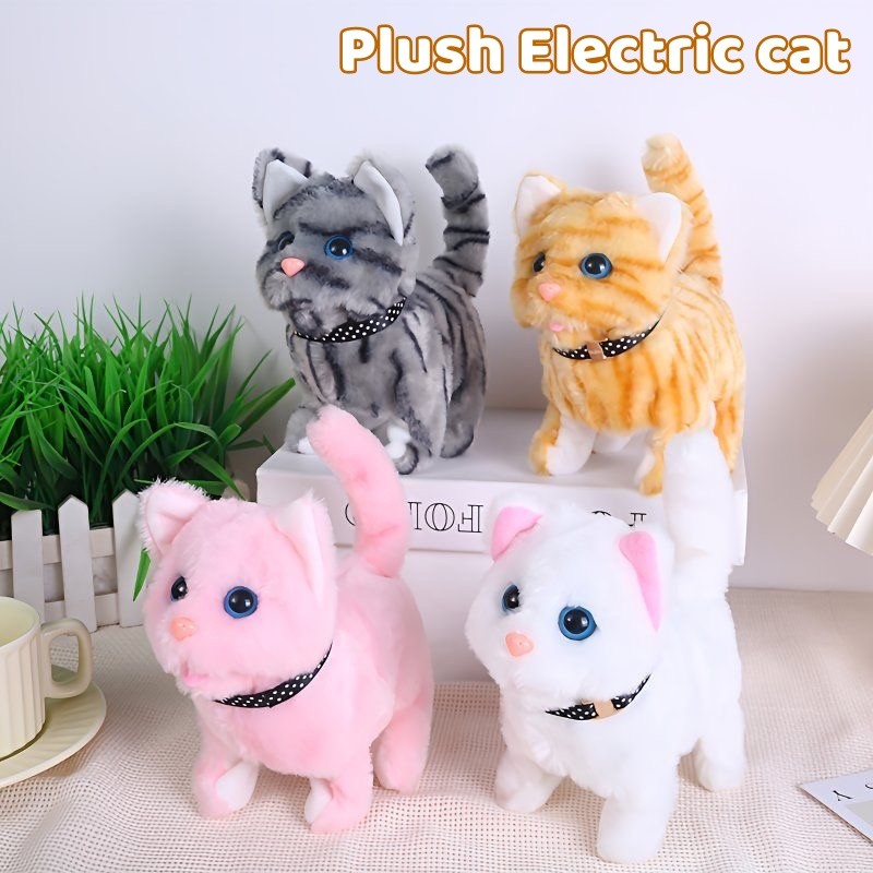 IRIS Mainan Boneka Kucing Bisa Bersuara dan Berjalan/Simulasi Mainan Mewah Elektronik Kucing Lucu Bi
