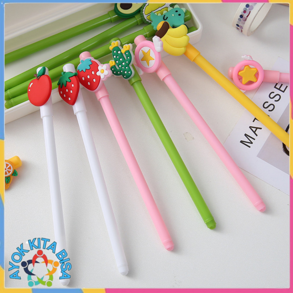 

TTT Pulpen Gel Karakter Kartun Buah Pena Karakter 3D 0.5mm Lucu Pen Cute Student Japanese Alat Tulis Kantor Sekolah Tinta Cair Ujung Lancip