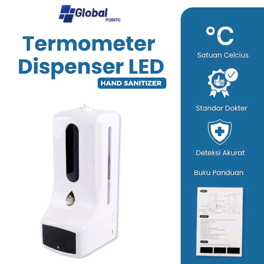 Thermometer Digital Non Contact Dispenser / Termometer Dinding & Disinfektan Otomatis / Alat Cuci Ta