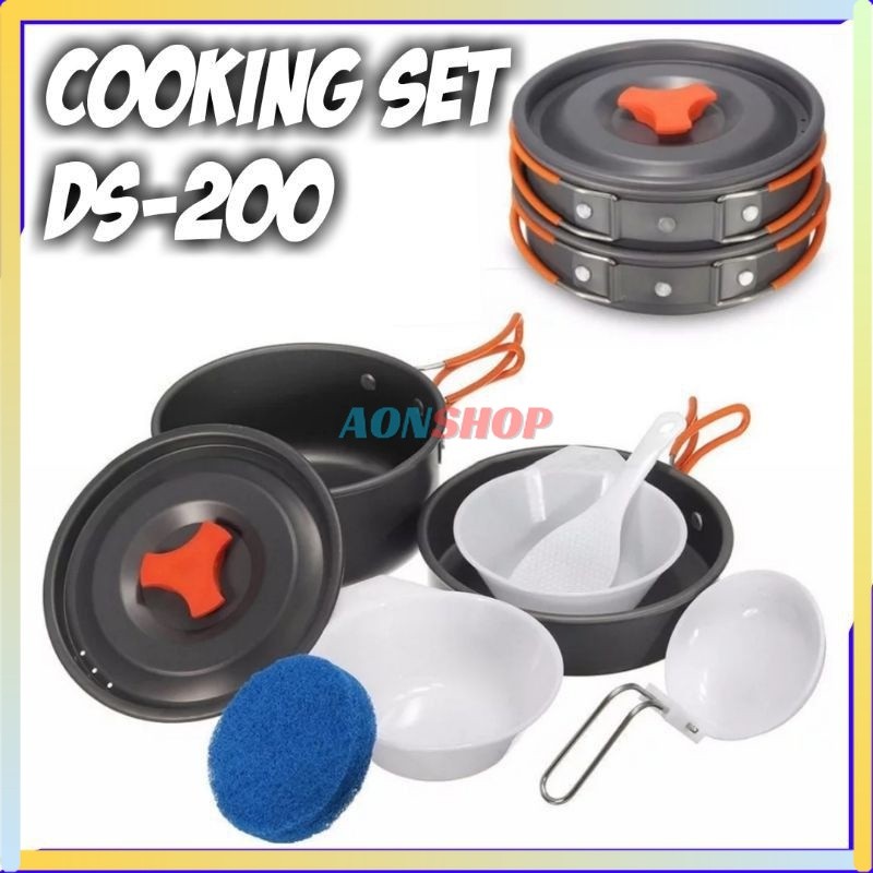 [AS] cooking set nesting ds 200 ds200 alat masak panci camping outdoor 1 2 orang