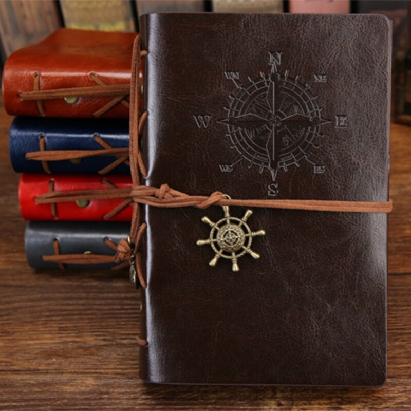

Writing Journal Spiral Notebook Diary Notepad Vintage Nautical Pirate Anchors PU Leather Retro Pendants Note Book Sketchbook