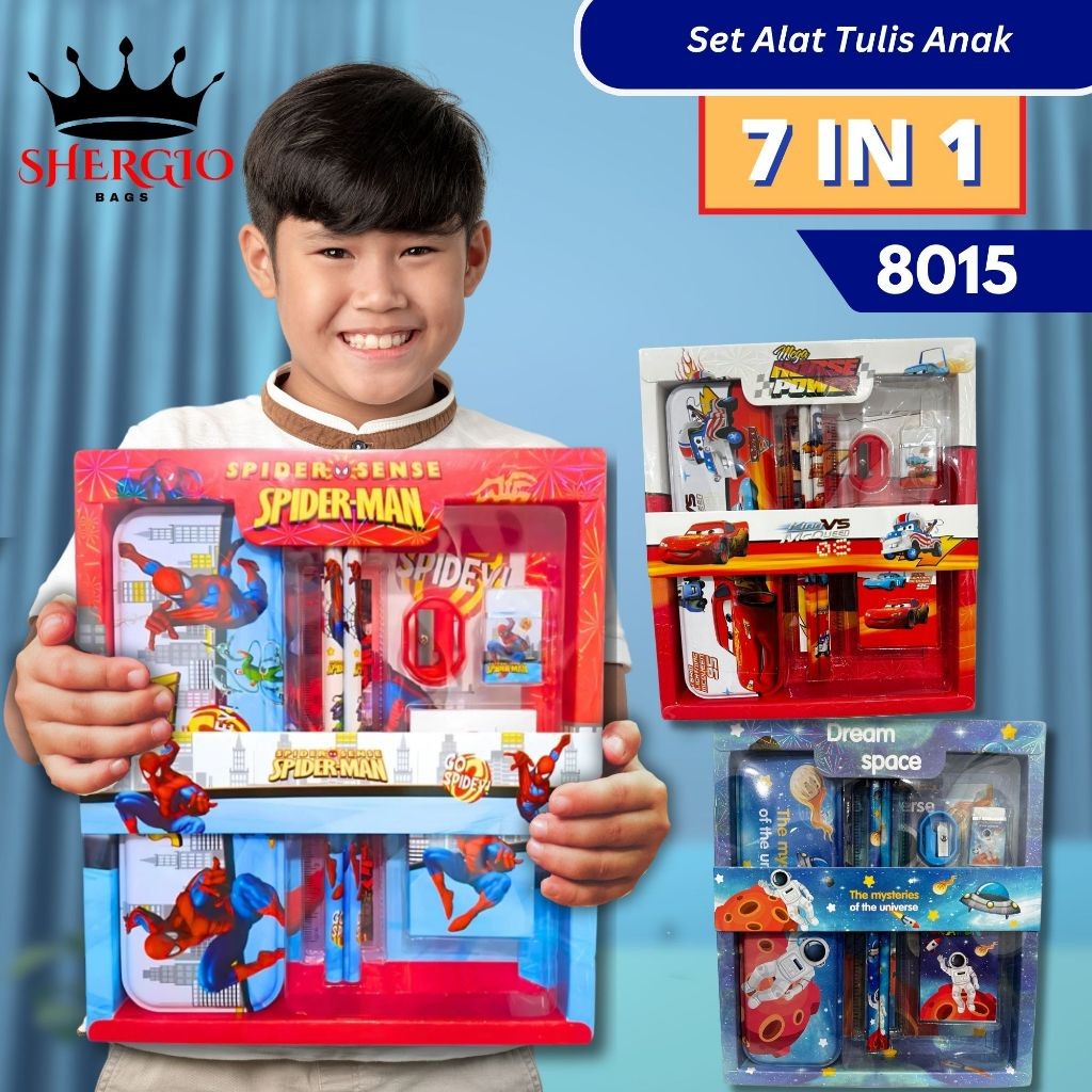 

6.6 Student Set Alat Tulis Sekolah Karakter Cowok astro cars 7 In 1 gio 8015