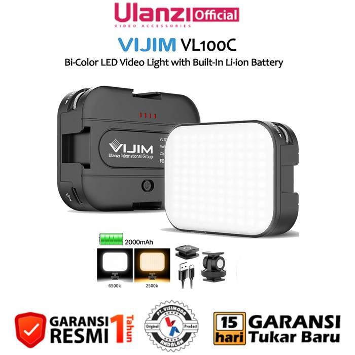 Ulanzi Vijim VL100C Bi Color Adjustable LED Video Light Lampu Studio