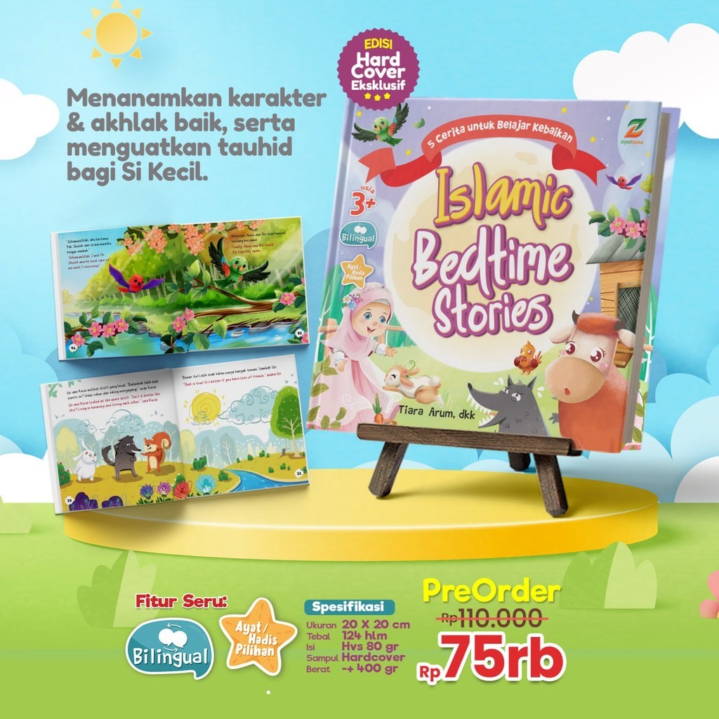 Islamic Bedtime Stories  Hardcover Ziyadbooks - Buku Dongeng Bergambar Bilingual