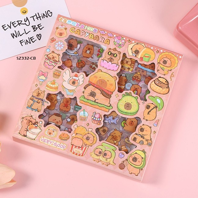 

IBEU Mainan Sticker Tempel Capybara Labubu DIY Kreatifitas Anak Perempuan KKV 7 5 4 Tahun Isi 100Pcs