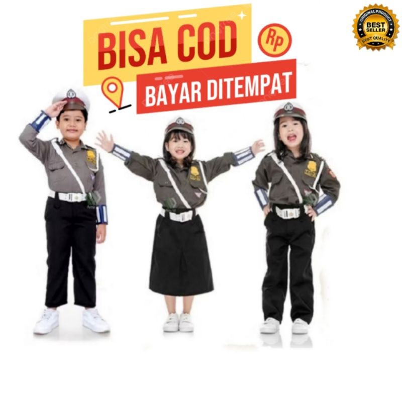 BEST SELLER Baju Polisi Anak Seragam Sekolah TK/PAUD Laki - Laki / Perempuan