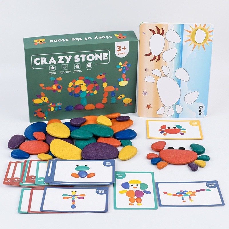 Crazy Stone Rainbow Pebbles Colorful Pebble Puzzle Educational Toys Stone Stacking Game For Children