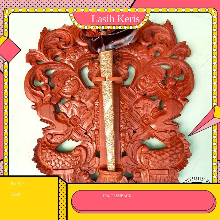 blawong keris tumbak ukir nogo kembar hiasan dinding kayu jati KRS14