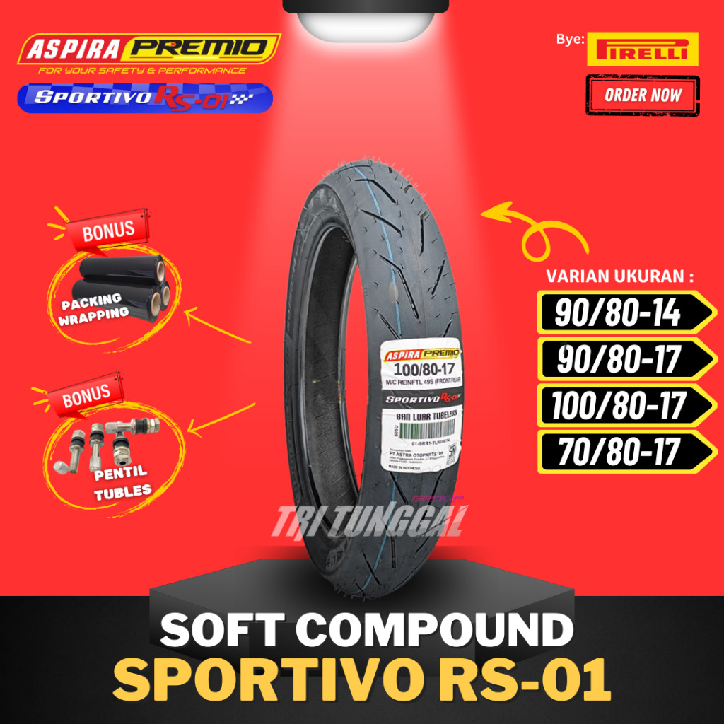 [Ready Cod] Ban Aspira Premio Sportivo RS01 Tubeless Soft Compound Ring 17 Ring 14 / Ban Balap Soft 