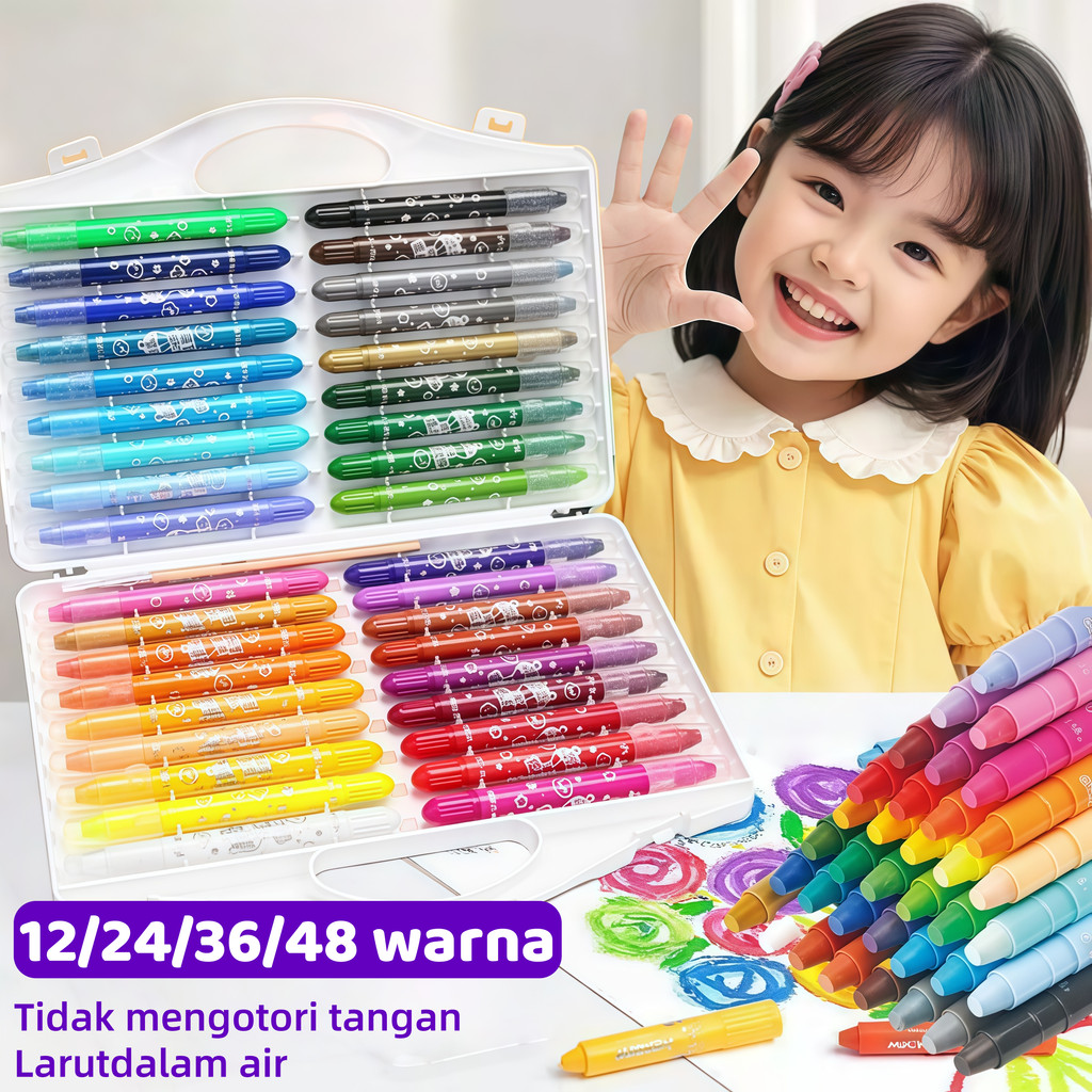 

IRIS Crayon Grasp Mata Sedang 12/36/48 Warna Krayon Lembut Water Soluble Crayon/Silky Crayon Grasp Silky Crayon Grasp Crayon Licin Watercolori