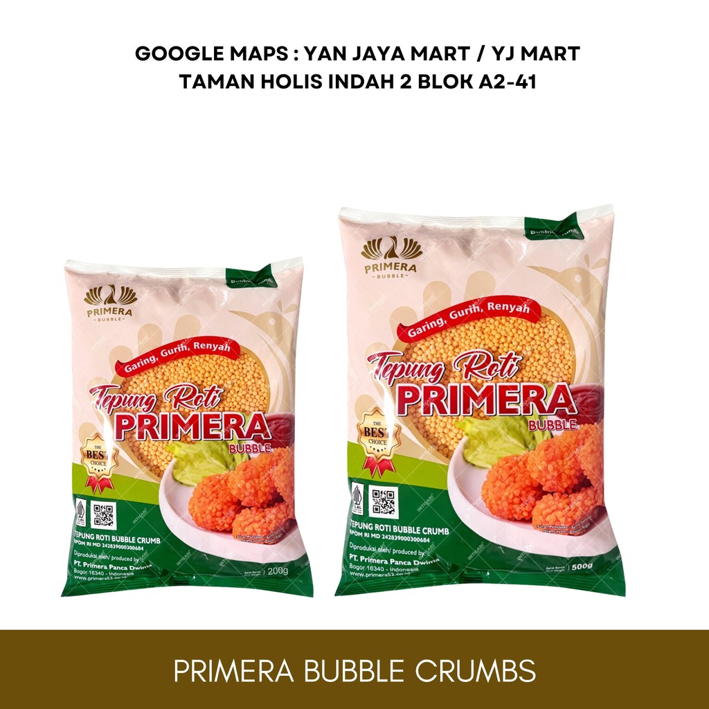

Primera Bubble Crumbs / Tepung Roti / Tepung Bubble / Krispi Kemasan 500g / 200G