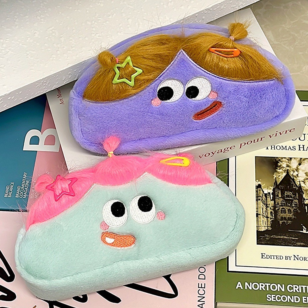 

Pena Rambut Panjang Kotak DIY Tas Kartun Lucu Ins Tempat Pensil Alat Berikan Gadget Tas Pensil