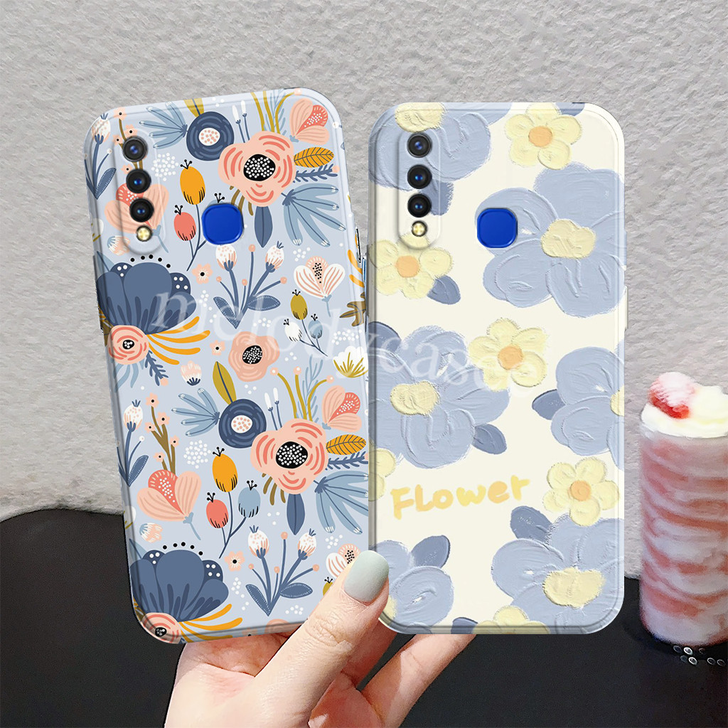 Vivo Y17 Y15 Y12 Y12i Y11 Y19 Z1 Pro Y16 Soft Case Silikon Custom Bumper Pelindung - Casing Bunga