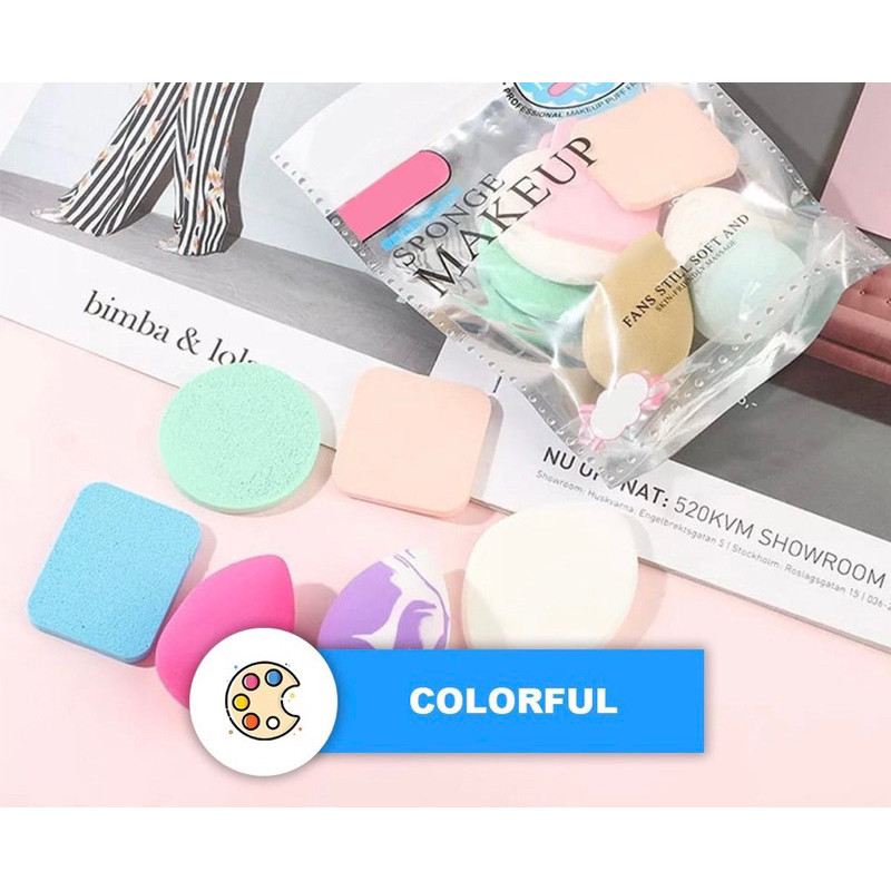 Spons Make Up Set 6 IN 1 Beauty Blender Sponge Bedak Isi 6 Pcs Powder Puff Foundation Makeup Puff Wa
