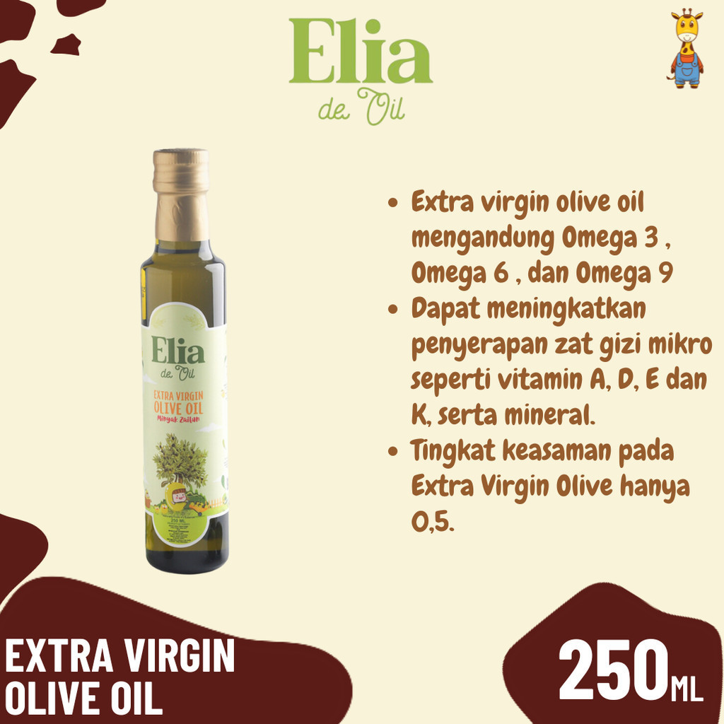 

Elia De Oil Extra Virgin OIive Oil 250ml - Minyak Zaitun Mpasi Anak