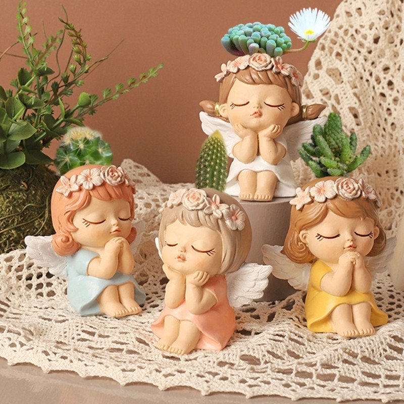 

Angel Girl Silicone Flower Pot Mold Concrete Candlestick Silicone Holder Mold Succulent Planter Cement Clay Mold Home Dec