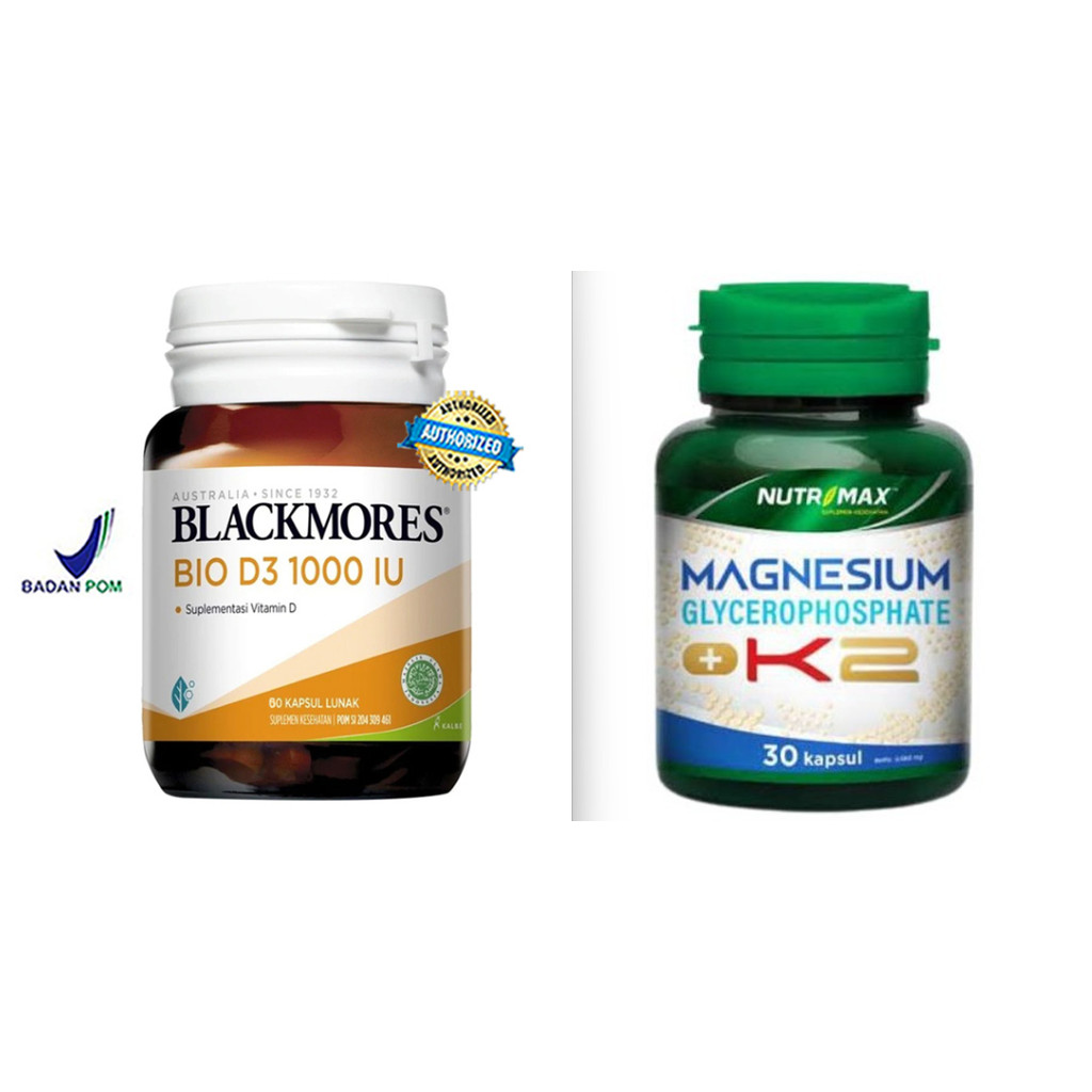 Paket Bundling Blackmores Bio D3 1000 IU 60 Kapsul + Nutrimax Magnesium + K2 30 Tablet