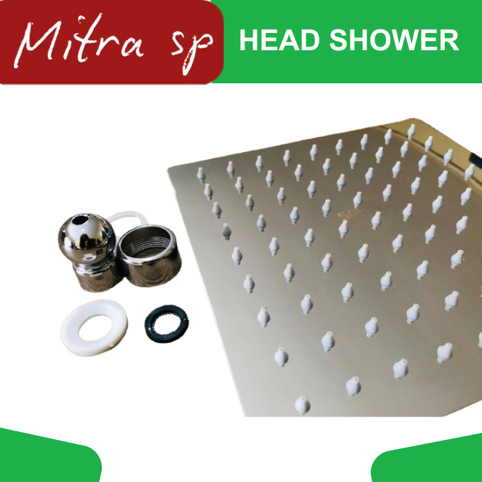 MSP Shower Gantung Dinding 12 Inch – Head Shower Kotak Stainless Silver Anti Karat  Aliran Deras