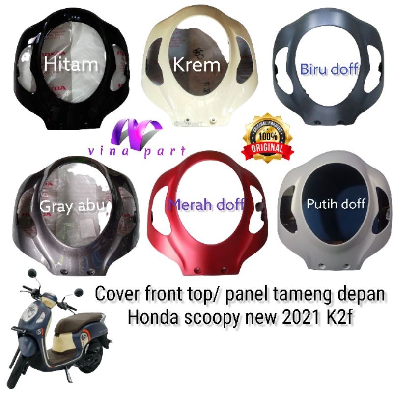 cover front top tameng panel body depan scoopy new 2021 2022 2023 2024 K2F hitam putih krem biru dof