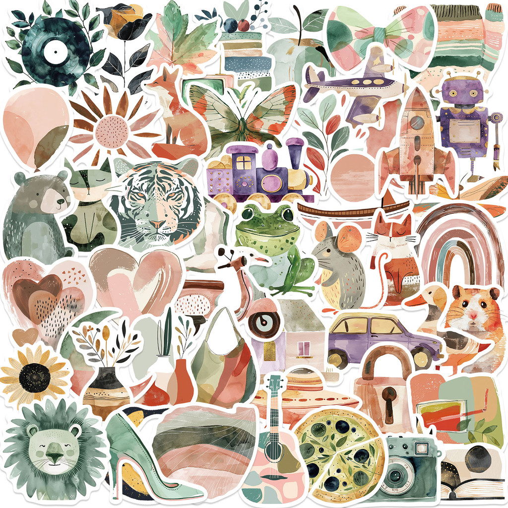 

50pcs Aesthetic Boho Art Stickers Scrapbooking Laptop Notebook Decals for Kids Girl Toy Bohemian Graffiti Vintage Retro Sticker
