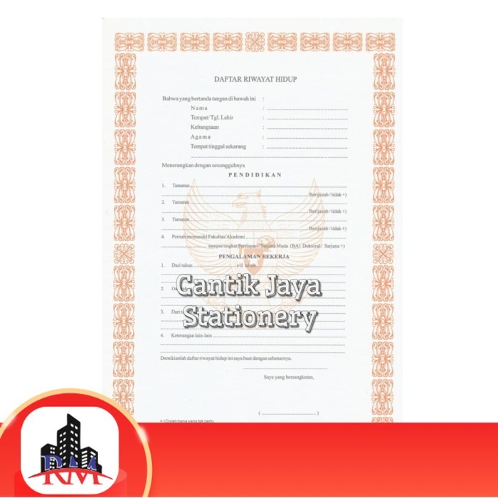 

Kertas Daftar Riwayat Hidup per pak / 100 lbr