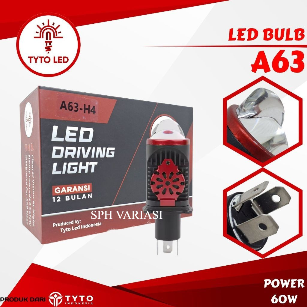 Lampu Utama H4 Motor Tyto Led A63 H4 Led Bulb 60watt High Low Waterproof