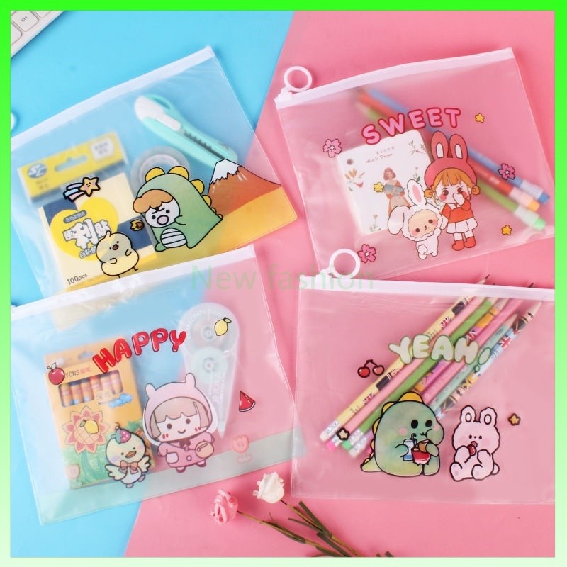 

Kartun Tas Penyimpanan Transparan Tas Alat Tulis/Tas Kunci Ritsleting Kosmetik Transparan