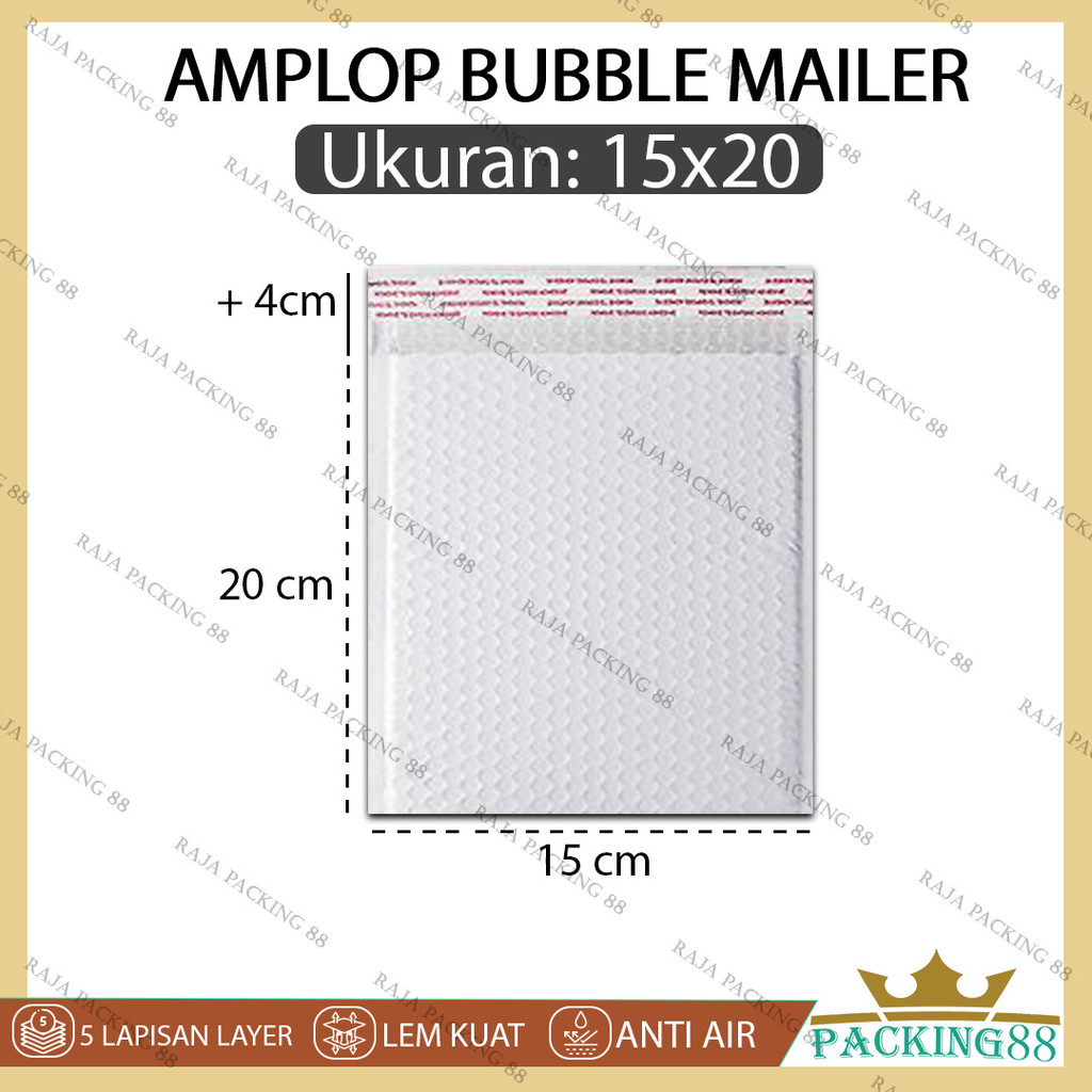 

Kantong Plastik Packing Bubble Mailer 15X20 Amplop Polymailer 5 Lapis Putih WHITE Bungkus Paket Usaha Online Shop Premium