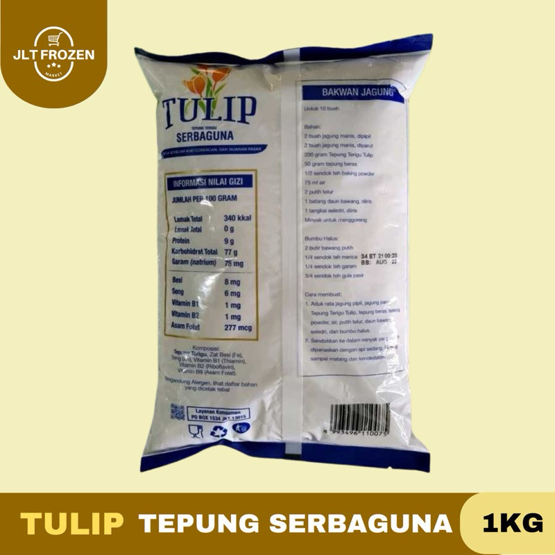 

HG Tulip Tepung Teru Serbaguna / Tepung Teru Kue Gorengan Jajanan Pasar - KARTON Isi 10 X 1Kg
