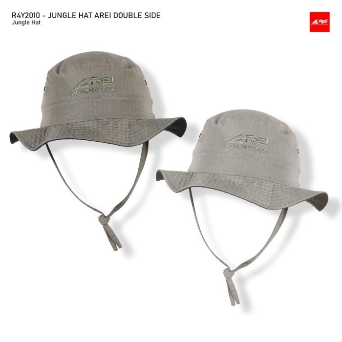 Jungle Hat Pria Double Side Arei Outdoorgear - Cream-Hitam, L